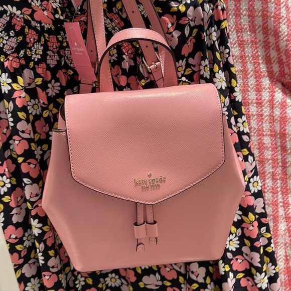 Kate Spade Lizzie Medium Flap Backpack Bright Carnation - Picture 8 of 16